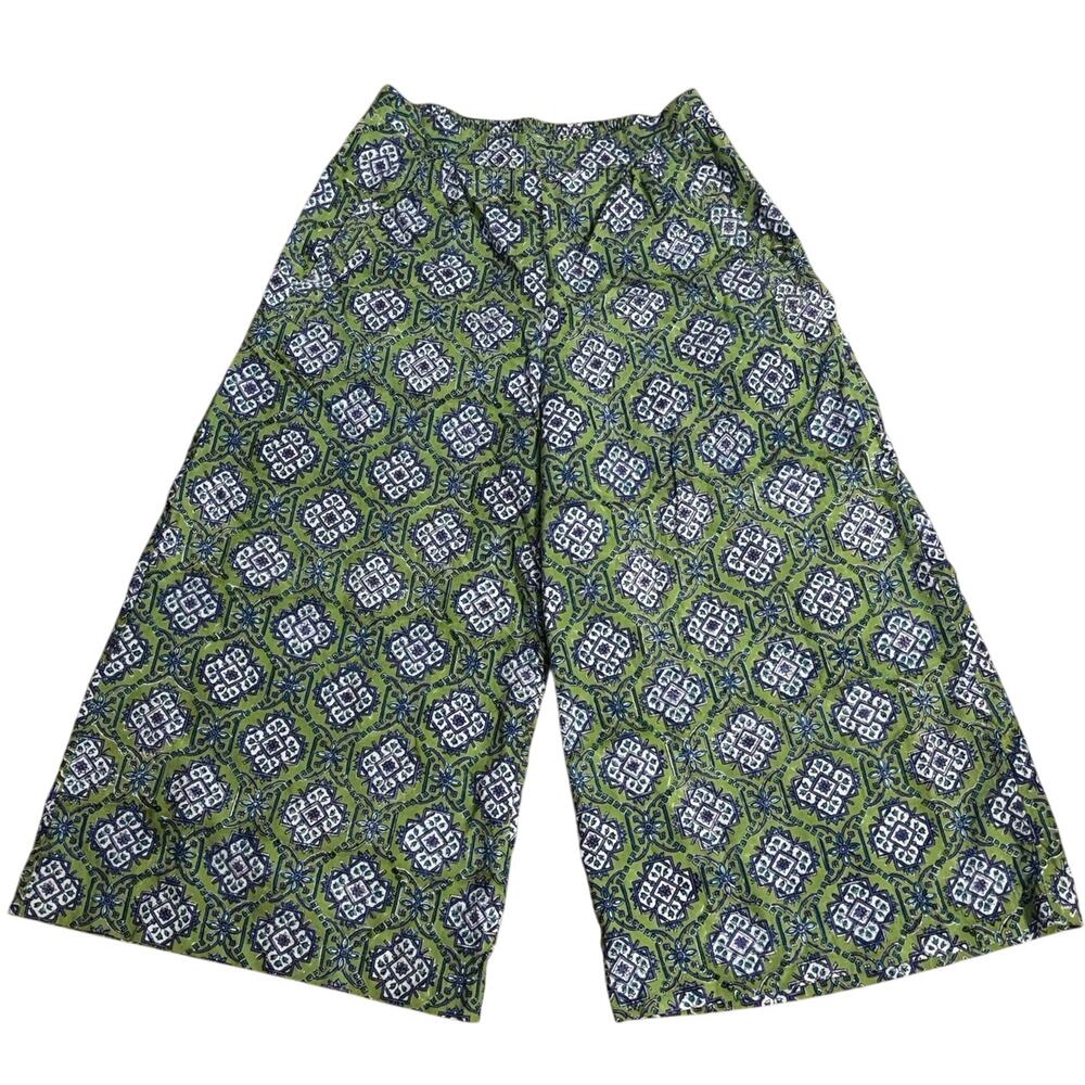 Anokhi Size S Cotton Wide Leg Crops Cropped Pants Print Boho Indie